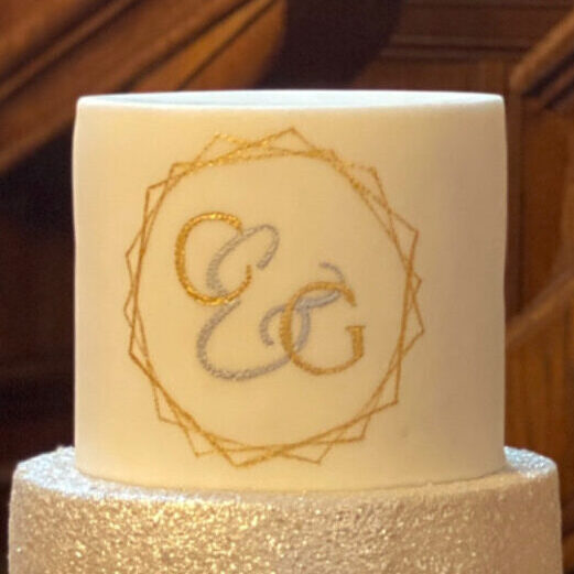 Hand painted Hexagonal Monogram on Wedding Cake